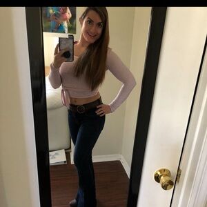 Pink Long Sleeve crop top